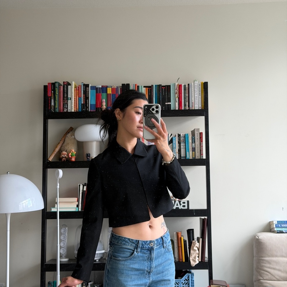 Cropped Black Women's Tailored Jacket oak and fort